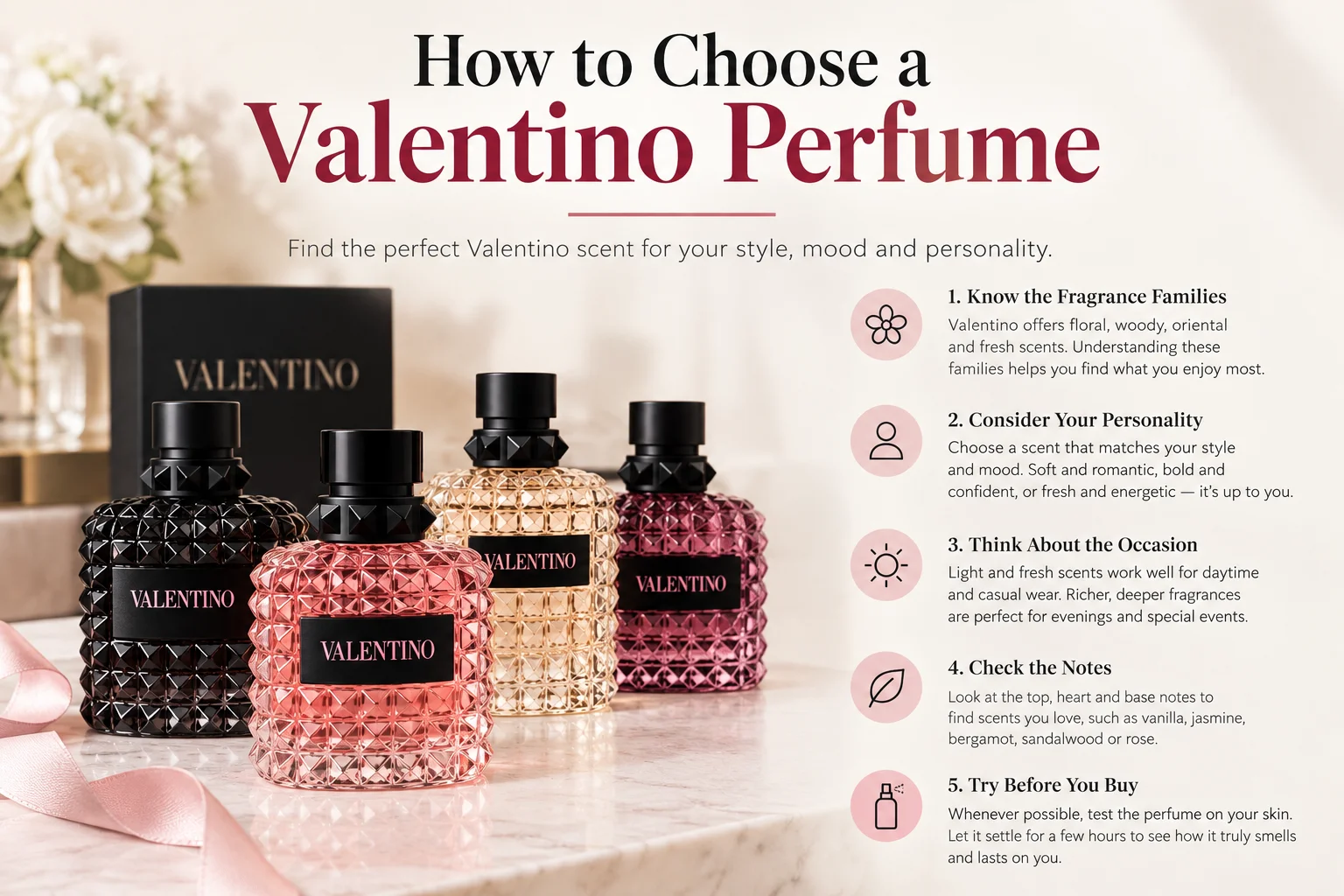How to choose a Valentino perfume based on scent, personality, and occasion.